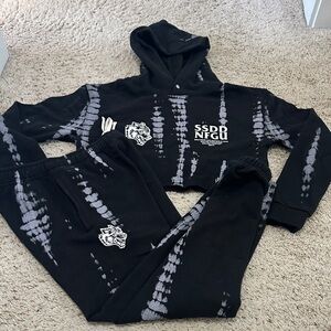 SOLD OUT Darc Sport Black and Gray Tie-Dye Track Pants & Hoodie Set